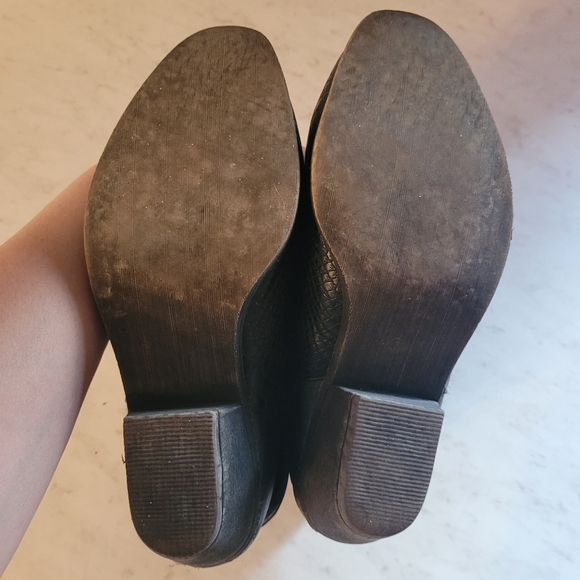 Ankle boots faux fur and leather cowboy style in black size 7'5 - Picture 5 of 8